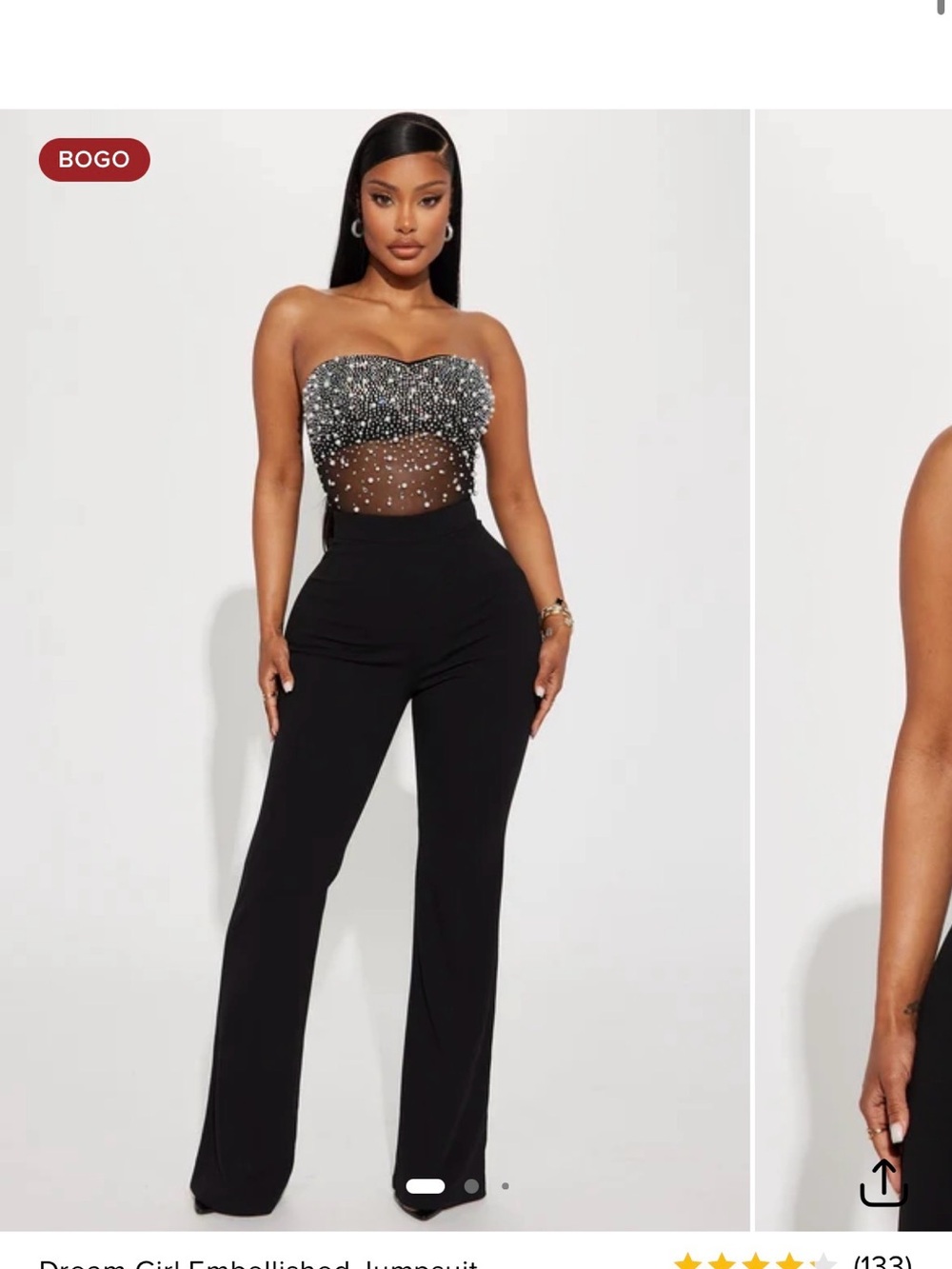 Fashion Nova Black Strapless Embellished Jumpsuit